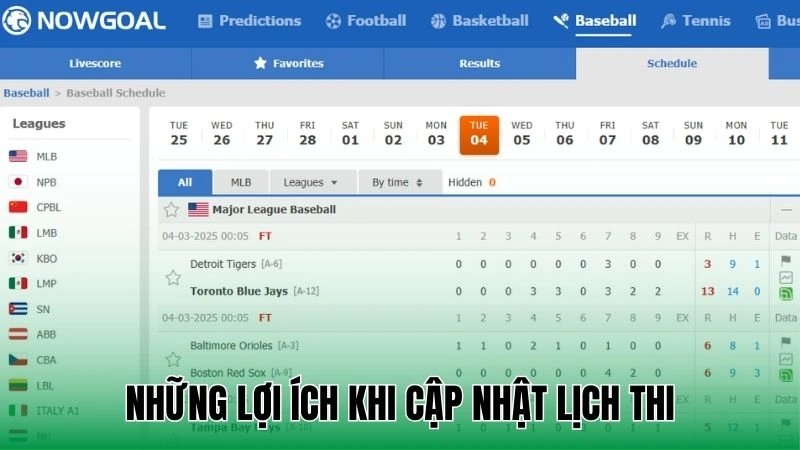 Lịch thi đấu 3 Những lợi ích khi cập nhật lịch thi