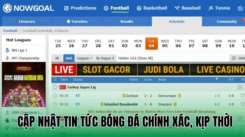 Nowgoal 19 Cập nhật tin tức bóng đá chính xác, kịp thời